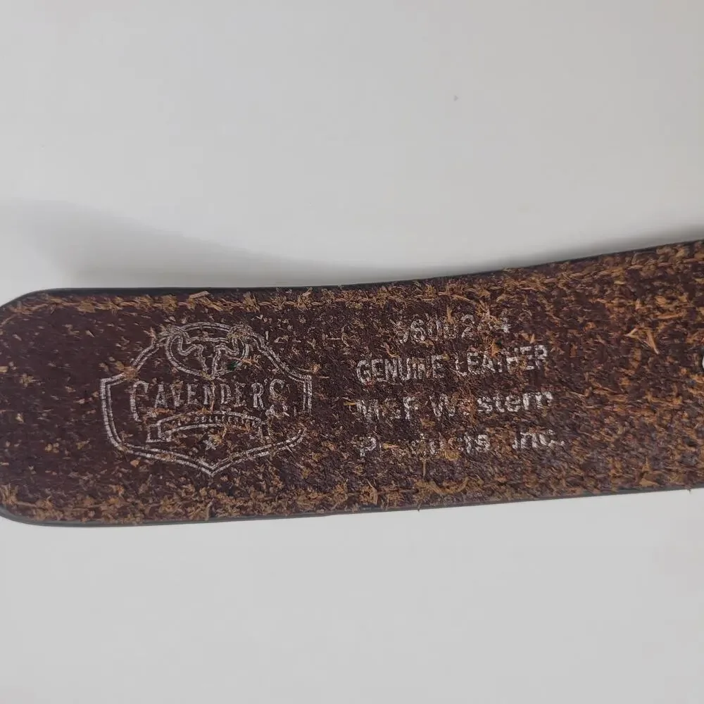 Cavender's Belt Boy 22‎ Brown Leather Oval Rodeo Buckle Western Cowboy Floral